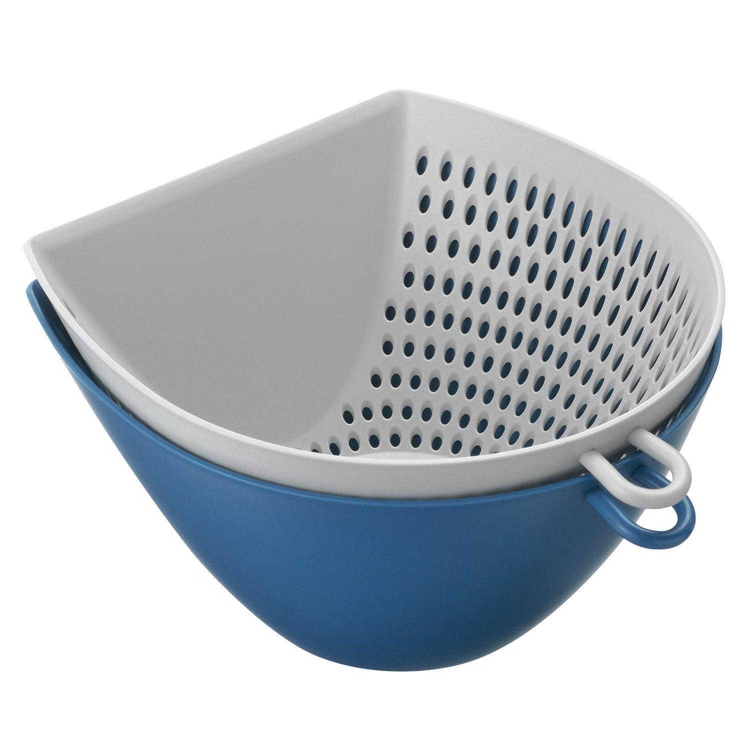 

Akebono Sangyo Colander and Bowl Made in Quickly scoop up ingredients cut on a cutting board without even when placed under running Includes measuring синий