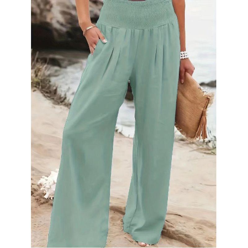 Casual Elastic High Waist Wide Leg Pants