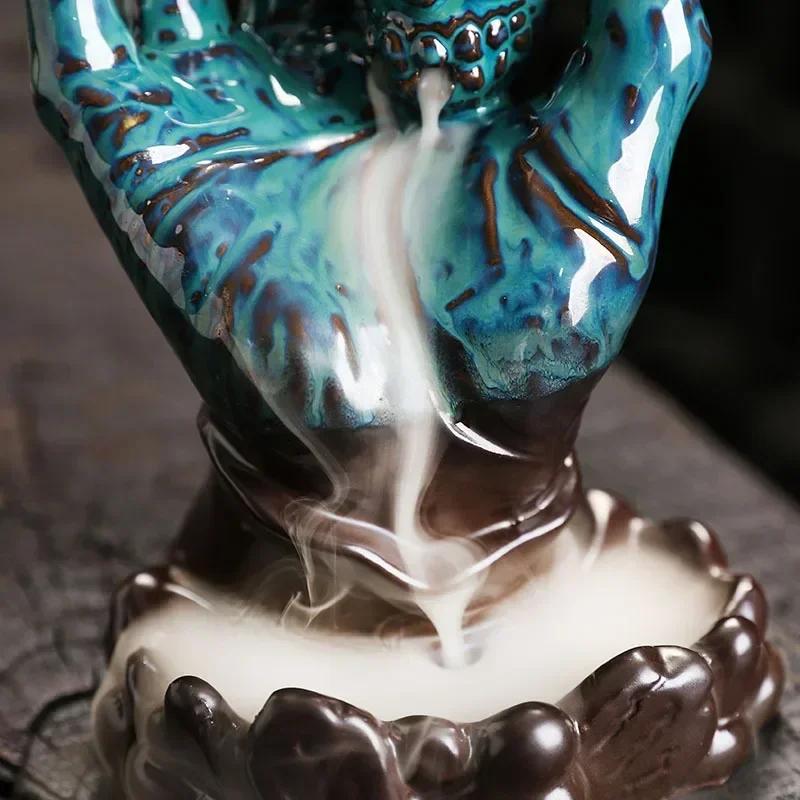 1pc,Halloween Skull In Hand Decor Creative Aromatherapy Backflow Incense Burner (Without Incense)