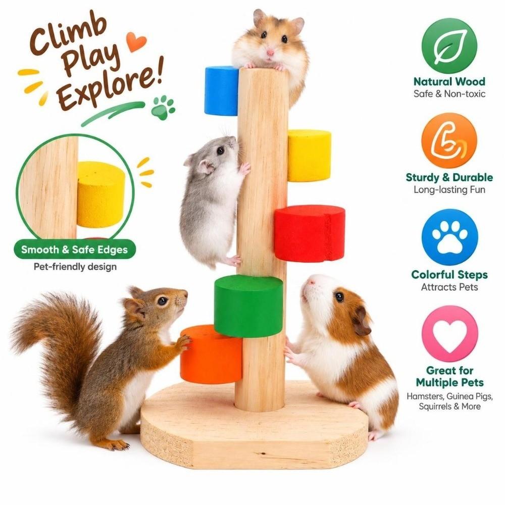 Wood Pet Climbing Ladder No Assembly Needed Chew Climbing Toy Cute Small Animal Toy  Hamsters