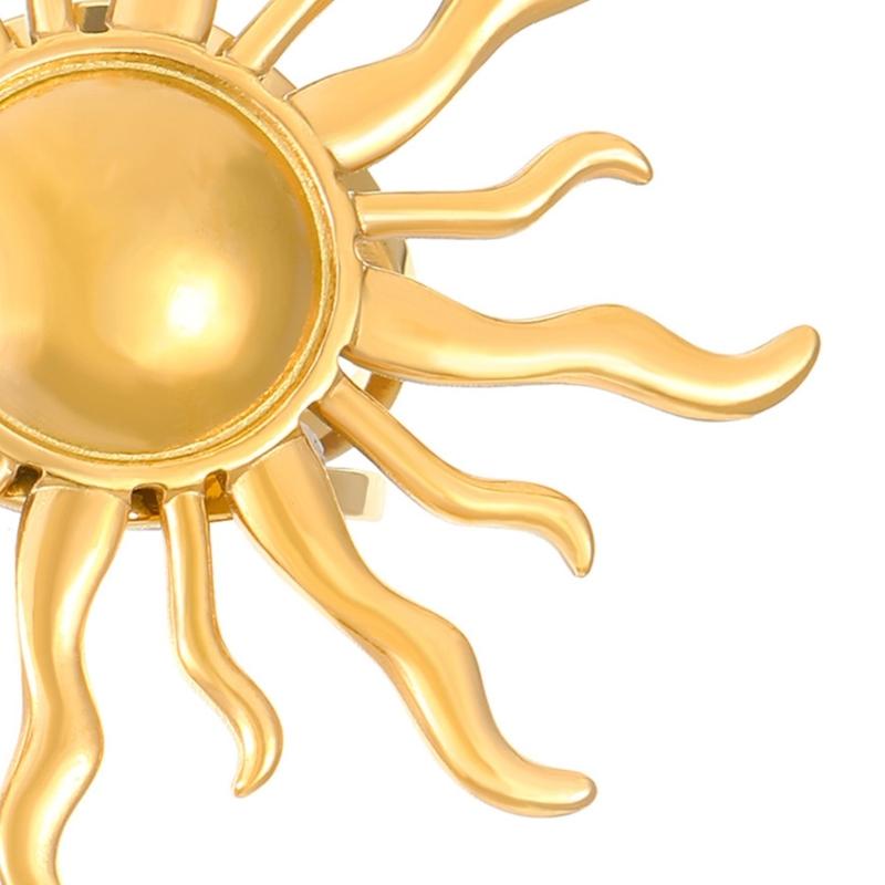 Elegant Finger Rings Party Accessories Sun/Heart Shape Weddings Rings Stainless Steel Texture Perfect for Casual Outfits