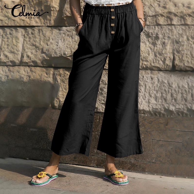 

Celmia Женские весенние макси-брюки с широкими штанинами