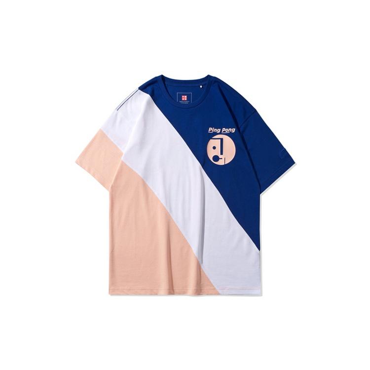 Li-Ning Paris fashion week SS20 Series Colorblock Short Sleeve Navy Blue White Pink Men s AHSQ281-1 M