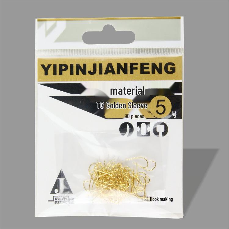 Yipin Jianfeng 90 pcs TG Gold Sleeve Japanese Fish Hooks with Line Groove, Private Label Gold Sleeve 3#