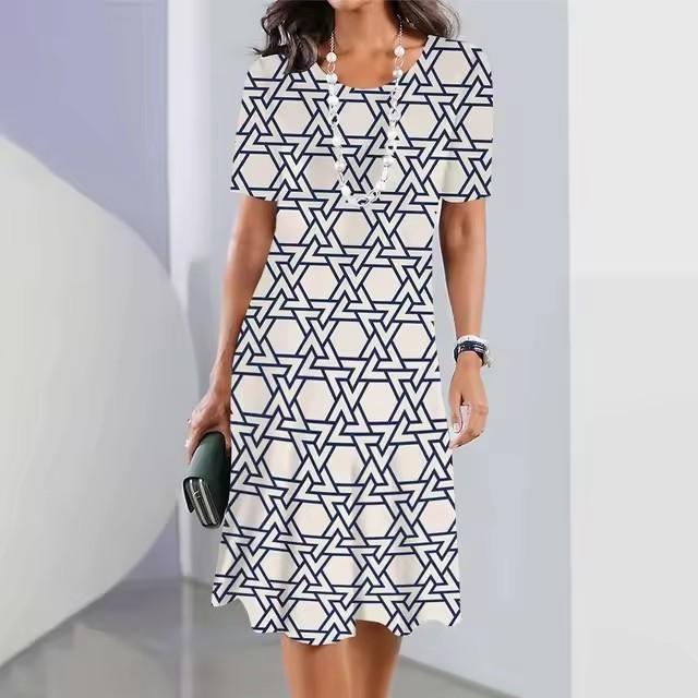 women 3d print short sleeve midi dress plus size holiday beach dresses