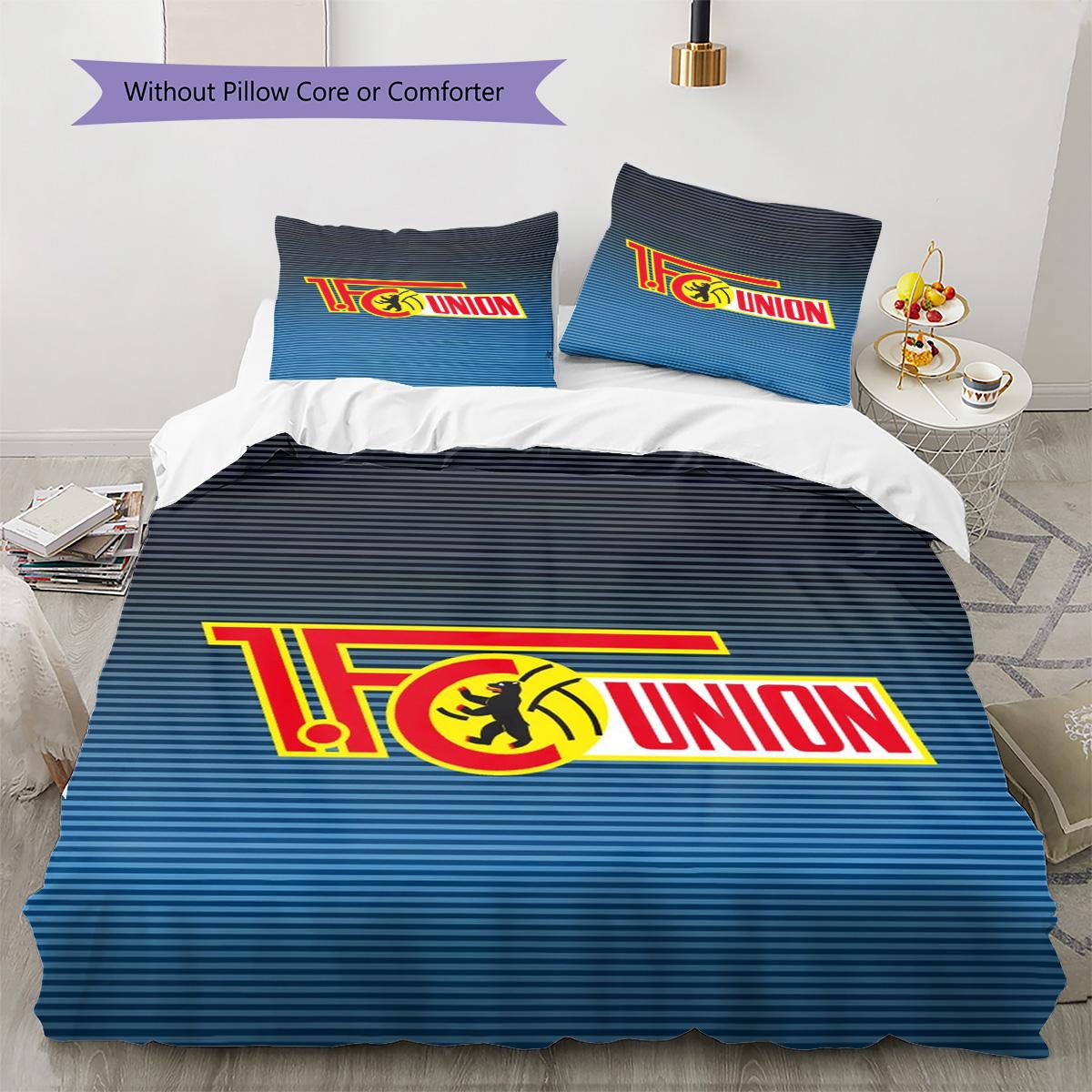 1. FC Union Berlin Muster Bettwäsche Set Bettbezug Kissenbezug Heimdekoration Geschenk (1 Bettbezug + 2 Kissenbezüge, ohne Füllung) 135x200cm