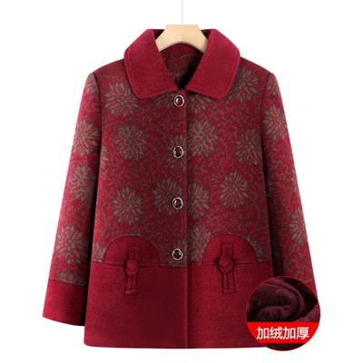 Middle-aged Mother Winter Velvet Thick Coat Old Lady Warm Square Collar Wearing Cotton-padded Clothes Grandma Clothes Women