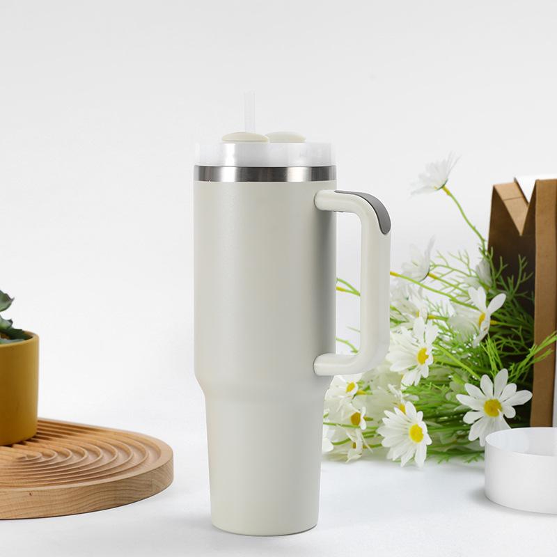Tazza termica in acciaio inossidabile a doppio strato da 40 once di seconda generazione con cannuccia e manico