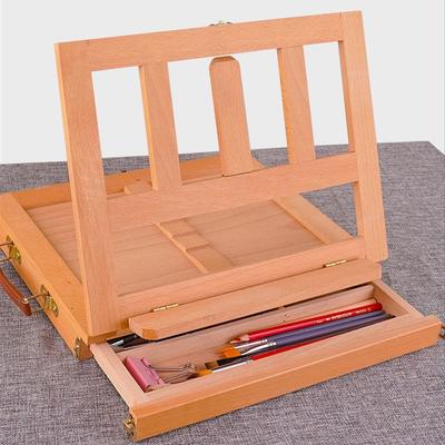 Beech Wood Art Painting Easel Box Multifunction Sketch Drawer Box Oil Paint Easel  Studio Use