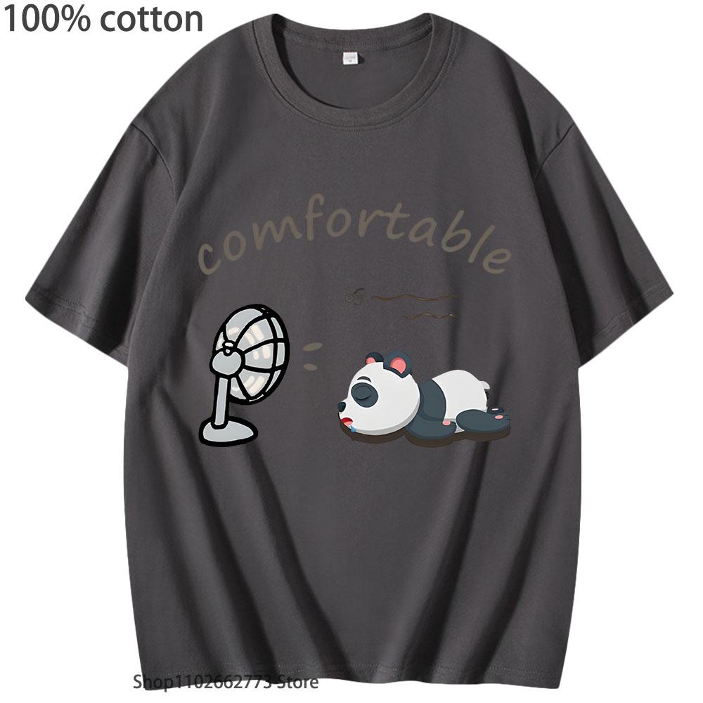 

Fan Panda T-shirt Cartoon Cute Tshirt 100% Cotton Summer Clothes Kawaii Couple Tee Y2k Top for Women Clothing Comfortable 3XL
