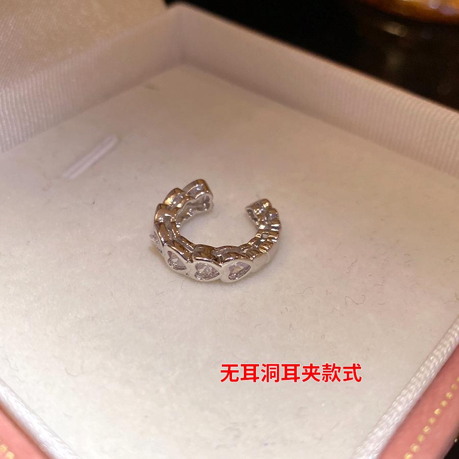 

K real gold electroplated zircon love fashion ear clips European and American personality temperament ear bone clips light luxury high-end earrings