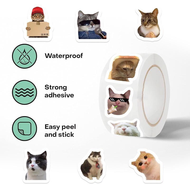 500Pcs/Roll Notebook Cute Phone DIY Cartoon Stickers Waterproof Graffiti Suitcase Funny Cats