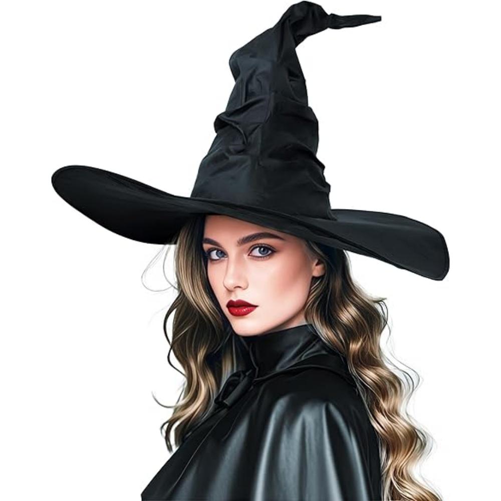 Halloween Folds Witch Wizard Black Hat Party Cosplay Costume Headgear Devil Cap Props Women Costume Accessory for Cosplay Party