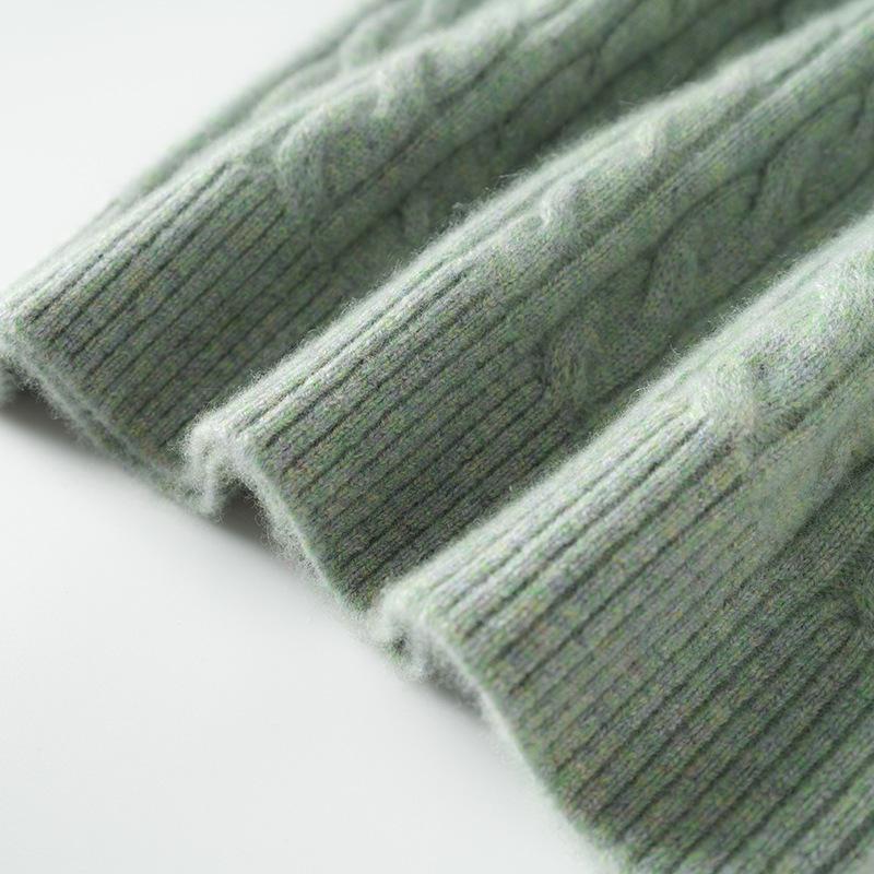 Conscien Aurora Cashmere Cable Knit Vertical Stripe Short Sleeve Top