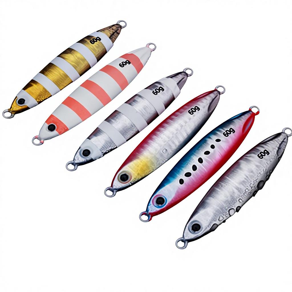 Printed 60g Fishing Jig for Saltwater & Freshwater Fish Shore Jigging Midwater Lead Metal Lure Without Hooks