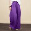Women Pants Mid Waist Loose Fit Solid Color Wide Leg Lady Trousers for Daily Wear