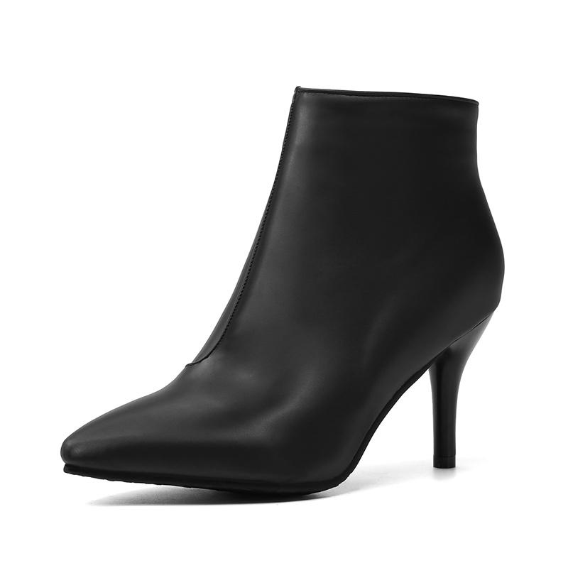 Fashion Women's Ankle Boots Purple Black Short Boots Ladies Waterproof High Heels Point Party Shoes For Women 