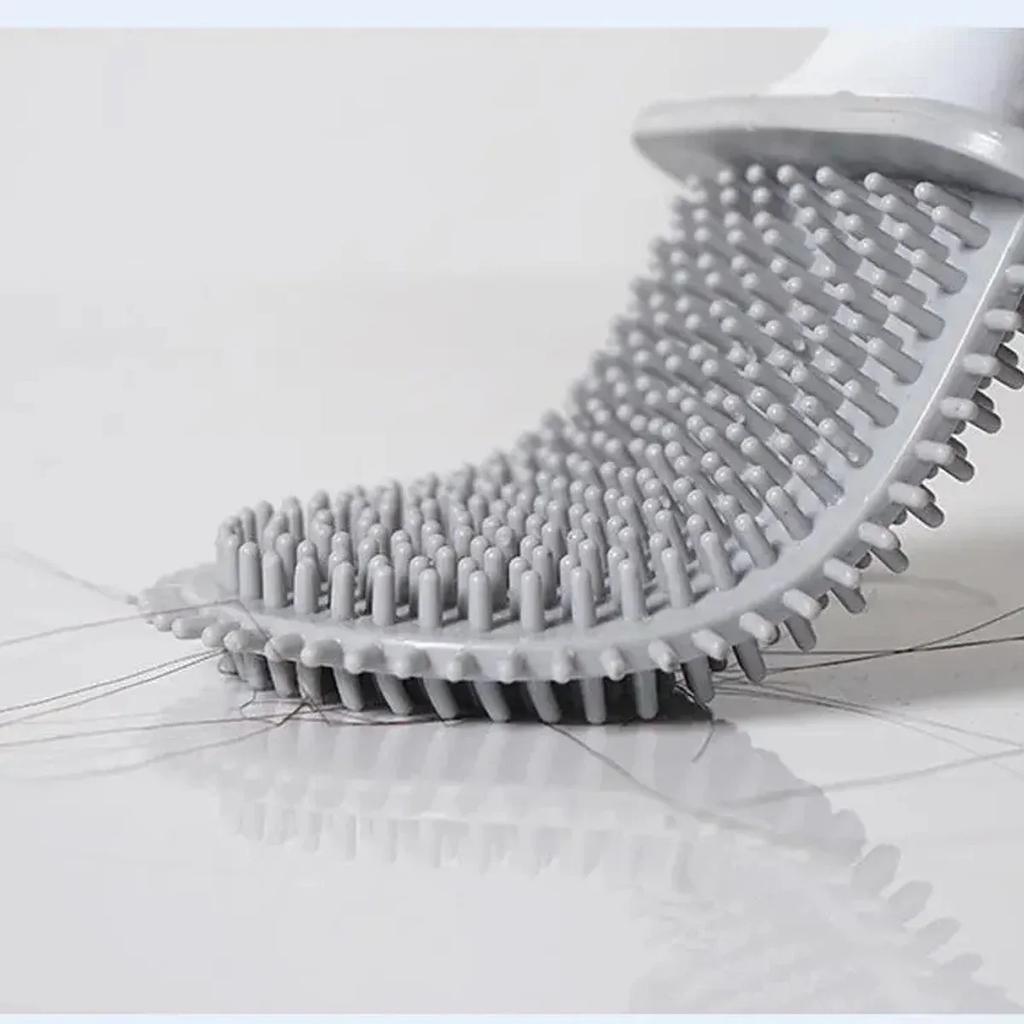 A Set of Silicone Toilet Cleaning Brush, Wall Mounted Toilet Cleaner, Broom, Modern Bathroom Kit,and Beauty Bathroom Accessories