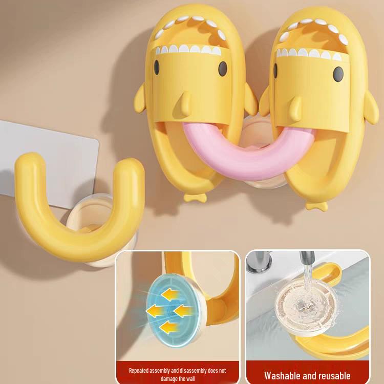 U-Shaped Suction Cup Hook for Slippers - No-Punch Wall-Mounted Bathroom Drain Rack