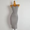 Spring and Summer New Arrival Pure Color Sexy Sleeveless Knitting Dress Women's Clothing Silm Sheath Slit Base Suspender Dress