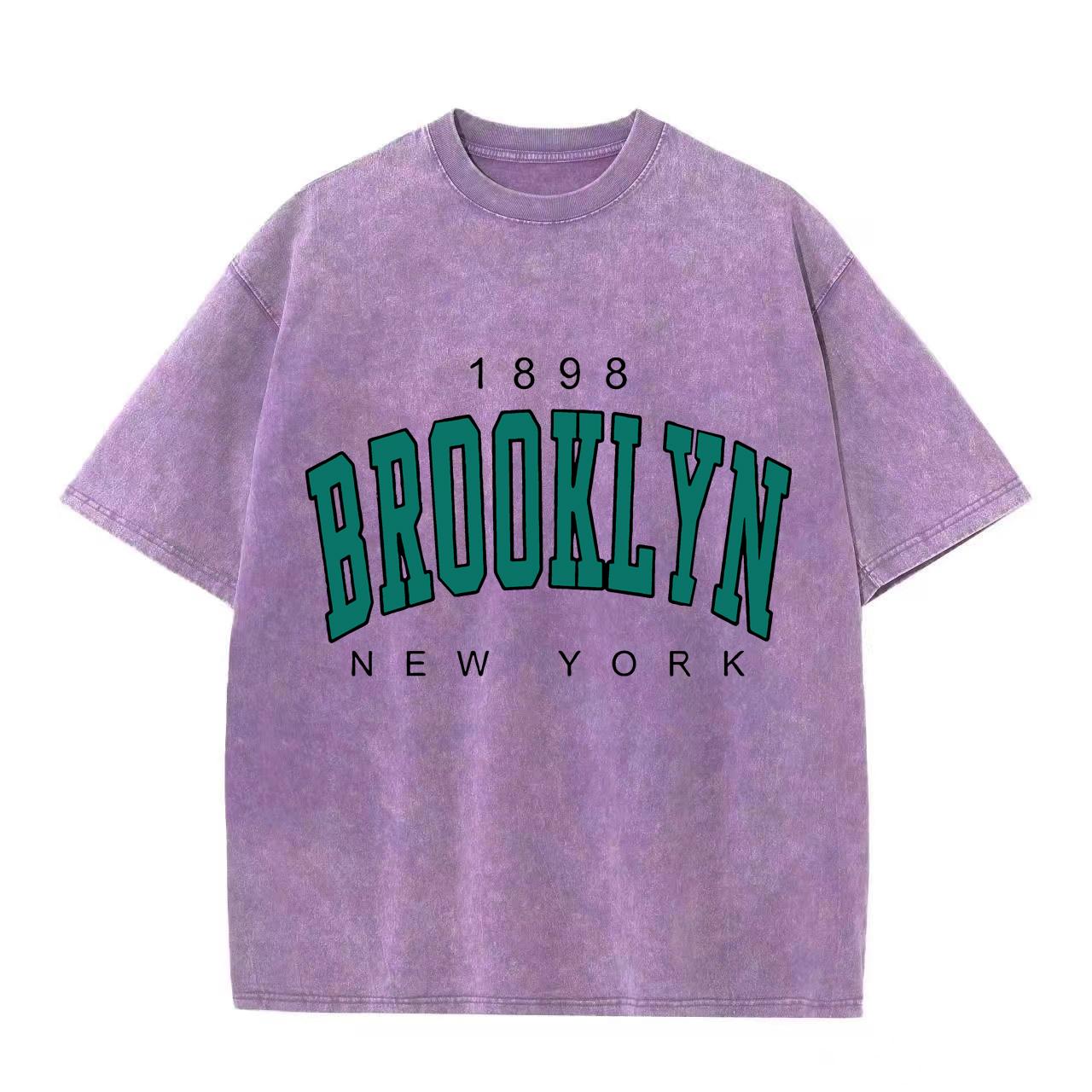 

Ретро-стираная винтажная футболка 1898 New York Printed Women T Shirt Fashion Fleece T Shirt Creativity Pullover Clothing 3XL