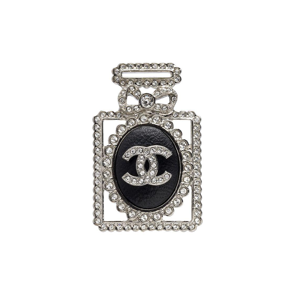 

Chanel Perfume Shaped Lambskin Metal Brooch Women accessories Black Silver AB9257-B09021-NK118 Box+Padding Board,F,Black/Silver