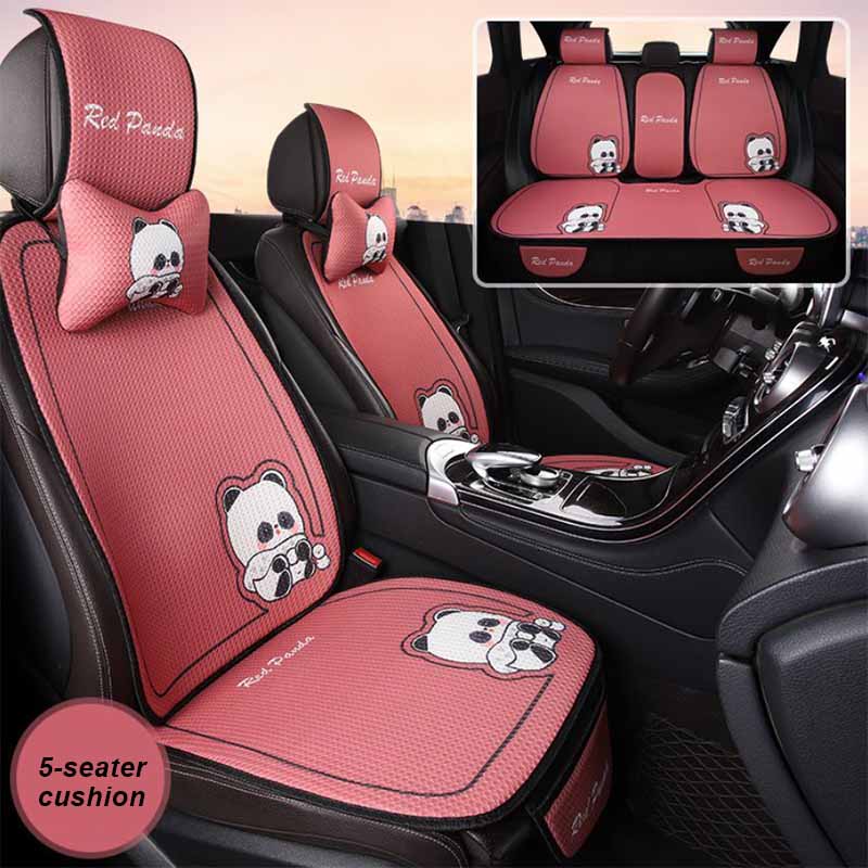 Four-season Models Car Cushion Non-slip Breathable Cartoon Linen Free Car Seat Cushion