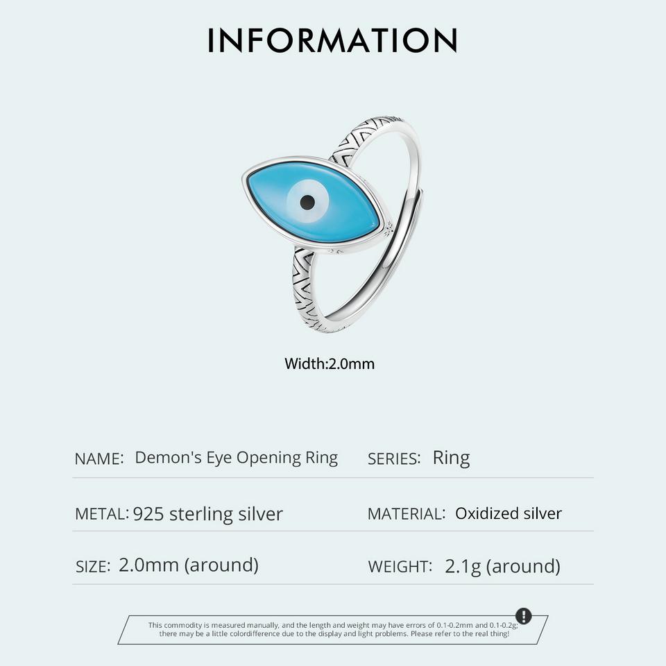 WOSTU 925 Sterling Silver Vintage Style Blue Demon's Eye Stackable Rings Party Jewelry Gift