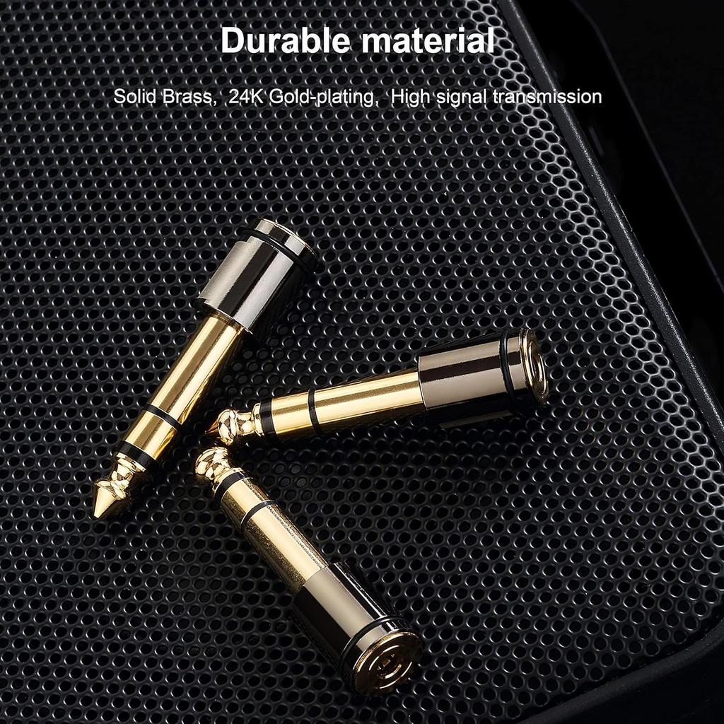 3 Pieces Stereo Audio Adapter 6.35mm 1/4 Male To 3.5mm 1/8 Female Stereo Headphone Adapter Gold Plated for Smartphones Tablets Headphone Speaker