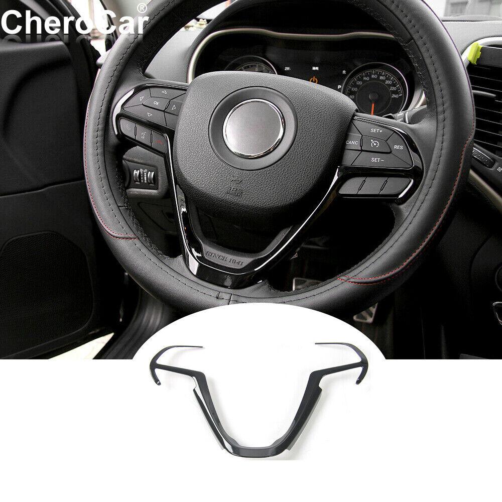 Steering Wheel Trim Cover Decor for for 14-20 Jeep Cherokee Grand Cherokee Black