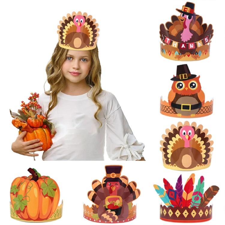 Creative Turkey Crown Paper Hat Festival Headwear for Festival Celebration Thanksgiving Accessories Turkey Headband