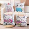 Anime Cute Cat Kitty Pillow Case Silky Elegant Comfort Sofa Bed Invisible Zipper