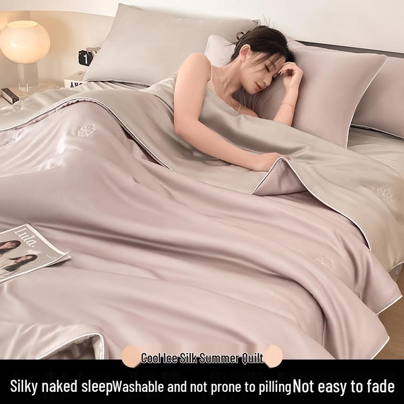 Sommerdecke aus Eisseide: Vierteiliges Set, Dünn & Atmungsaktiv, Einzel-/Doppelbett, Maschinenwaschbar