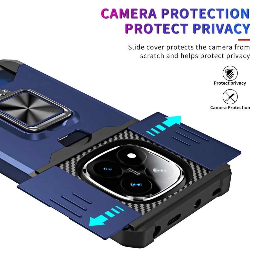 Custodia Cover Magnetica Antiurto per Xiaomi Redmi Note 14 Pro Plus 14C Note 14 Pro 5G 4G Protezione Fotocamera Con Slot Porta Carte
