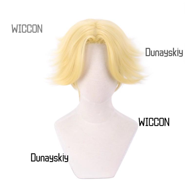 Hazbin Abel Neue Cosplay-Perücke Goldene Gespaltene Kurze Haare Perücke Cool Damen Herren Party Täglich Fans Geschenke Karneval Halloween