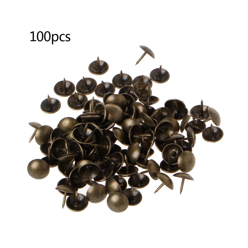 100 Pcs Furniture Upholstery Nail Antique Bronze Decorative Tacks Round for Head Pushpin for Sofa Home DIY Decor Hardwar