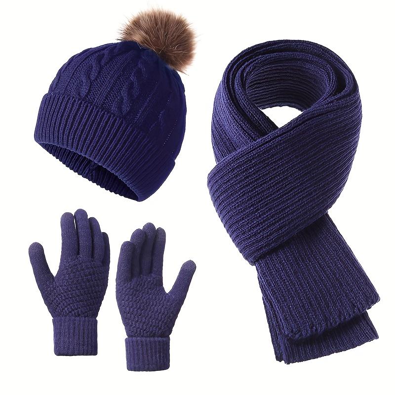 Warm Winter 3pcs Set - Hat, Scarf & Gloves. Soft & Comfortable. Perfect for Commuting, Shopping & Outdoor Activities.