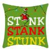 Grinch Linen Throw Pillowcase Holiday Sofa Office Cushion Pillowcase Green Furry Christmas Pillowcase