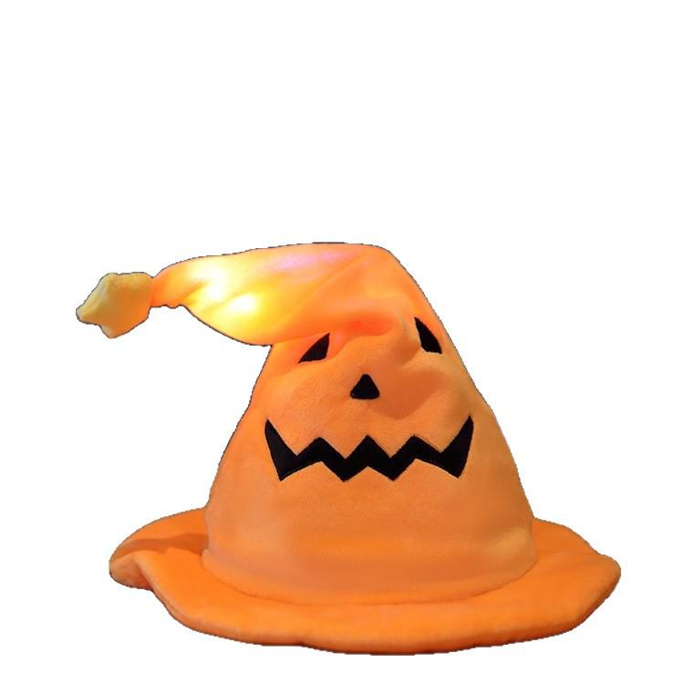 Elektrischer Kürbis-Hexenhut - Leuchtendes singendes Plüschtier für Halloween-Kostüm & Foto-Requisiten