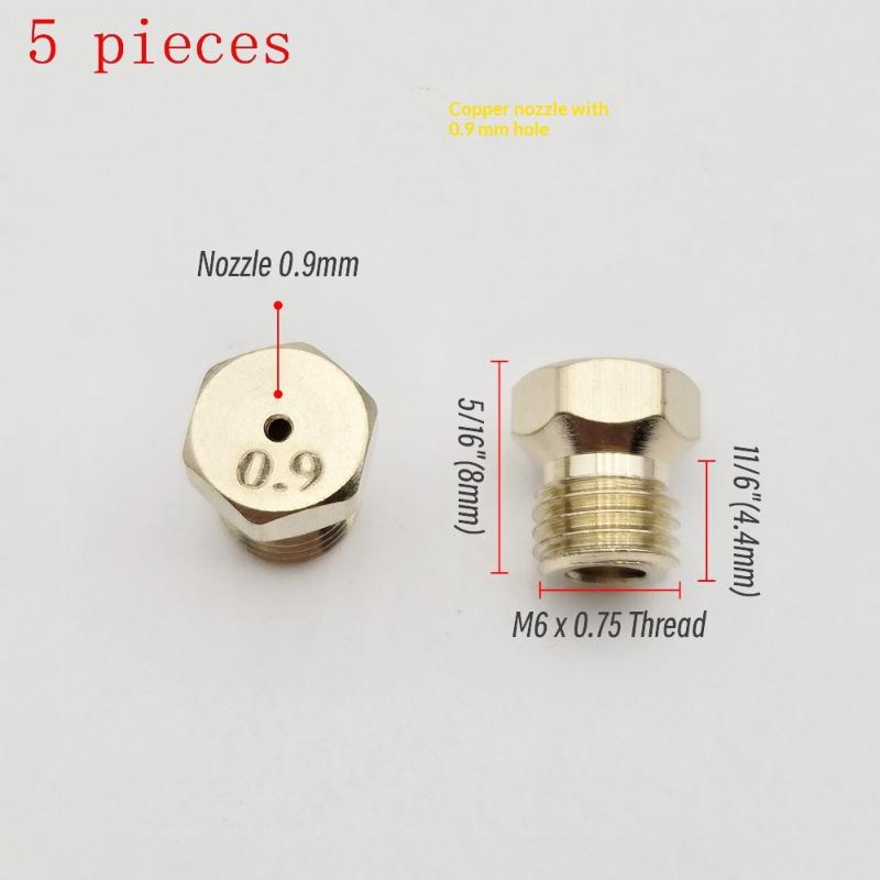 5PCS Brass Burner Gas Hob LPG- Conversion Kits Jets 50 65 70 87 95 Brass Nozzle For Gas Stove Brass Nozzle Propane Injector