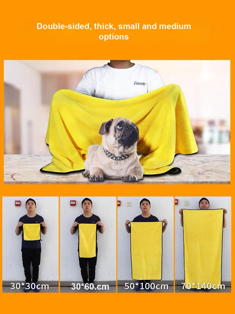 Pet Towels for Dogs and Cats - Absorbent, Quick-Drying Coral Fleece Bath Towels - Thick and Soft
