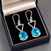 Swiss Blue Topaz Gemstone 925 Sterling Silver Handmade Jewelry December Birth Month Earrings 1.62" For Women EE-93-7