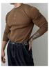 Men's Long-Sleeve Striped Knitted Polo Shirt - Autumn Muscle Fit