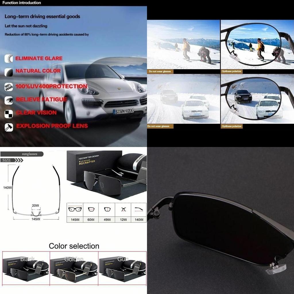 Stylish Black Polarized Aviator Men Glasses Ideal For Outdoor Sports And Driving