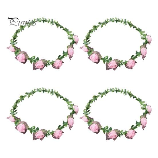 

4 шт., корона с цветком розы, цветочный венок для волос для невесты, повязка на голову, гирлянда, головной убор, аксессуары для волос для женщин и девочек, свадебная вечеринка, фестиваль, реквизит для фотосессии розовый