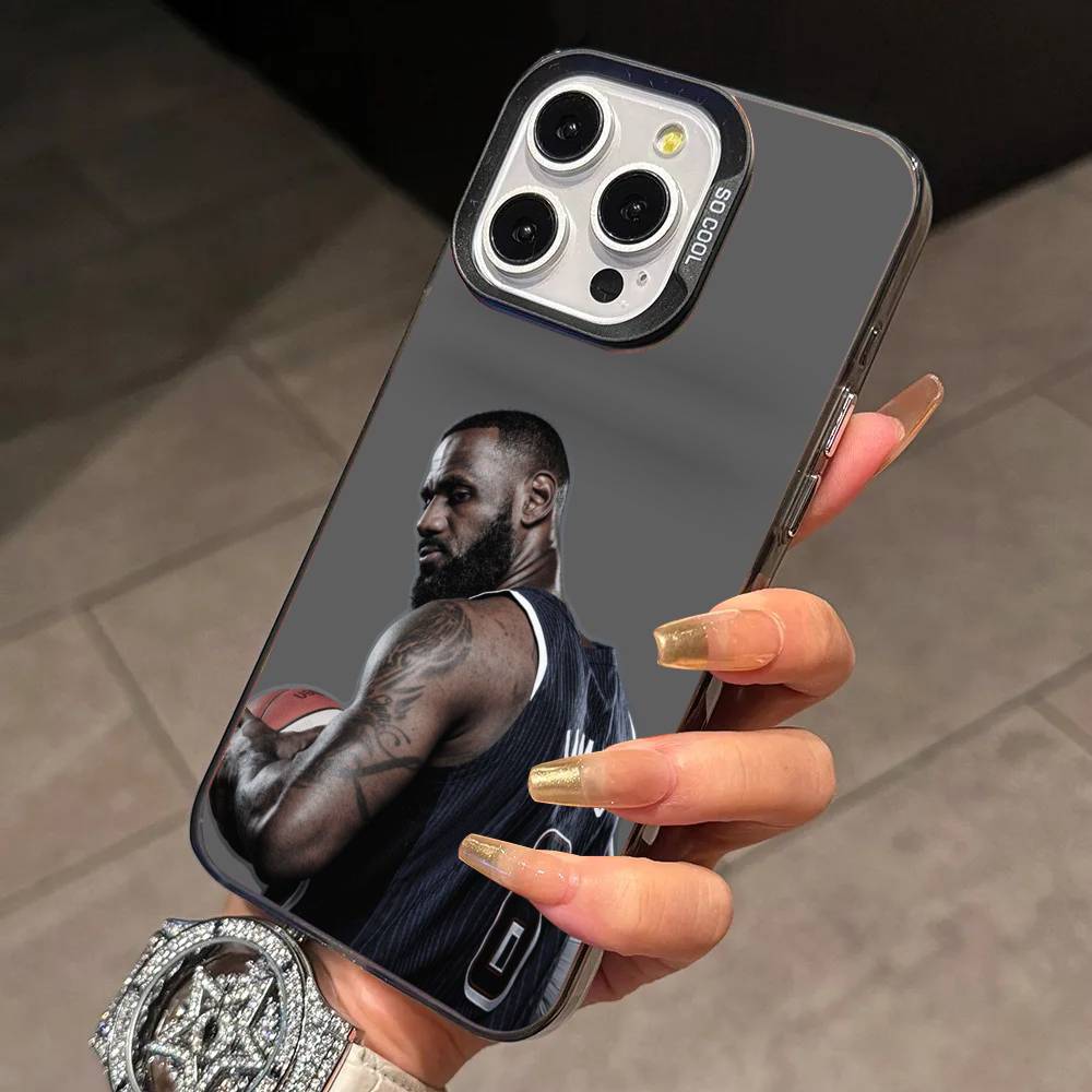 Basketball L-Lebron James Phone Case For iPhone 17,16,15,14,13,12,11 Plus,Pro Max,XS,Colorful Silver Phone Case Funda Cover