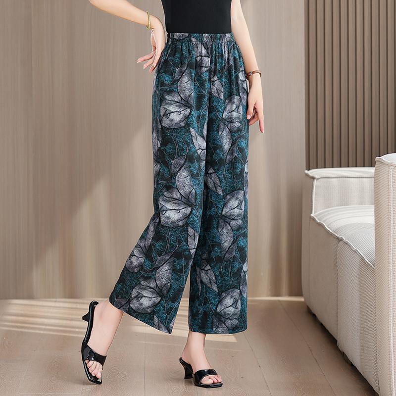Pantaloni Estivi da Donna Taglie Forti a Vita Alta Larghi Vintage Abbigliamento Elastico in Vita Pantaloni Estivi