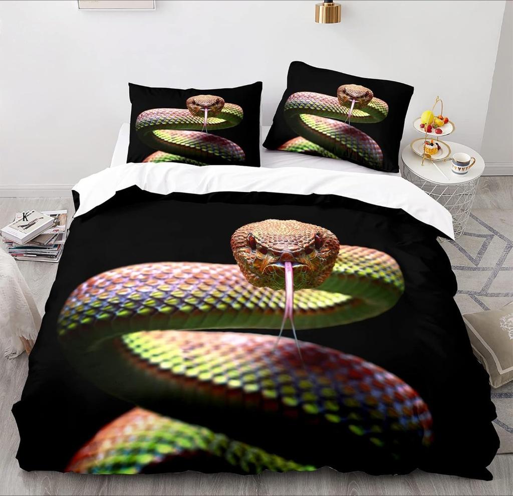 Cartoon SnakeBed Linen,Microfibre Bedding Sets, Children's Bed Linen with Zip Room Decor  Duvet Cover  for Teenagers  Adult