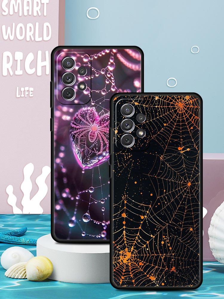 Spider Web Phone Case for Samsung Galaxy A55 A35 A15 A14 A13 A25 A54 A51 A71 A72 A73 A32 A52 A41 5G Soft TPU Shell Fundas Capas