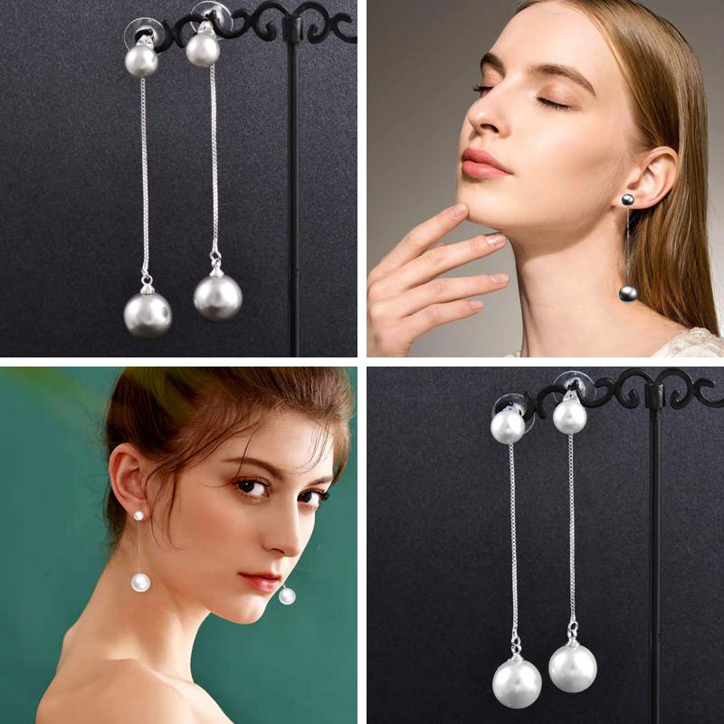 Cercei cu lanț lung, cu perle simulate, gri, superbi, de epocă, bijuterii de nuntă elegante pentru femei Zd1 Xs2